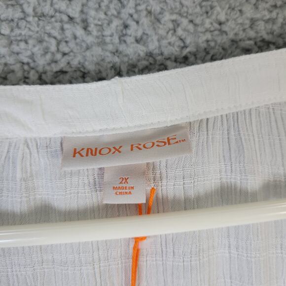 Knox Rose Maxi Dress Wedding Button Front Laced Open Work Embroidered 2X White - Picture 9 of 16